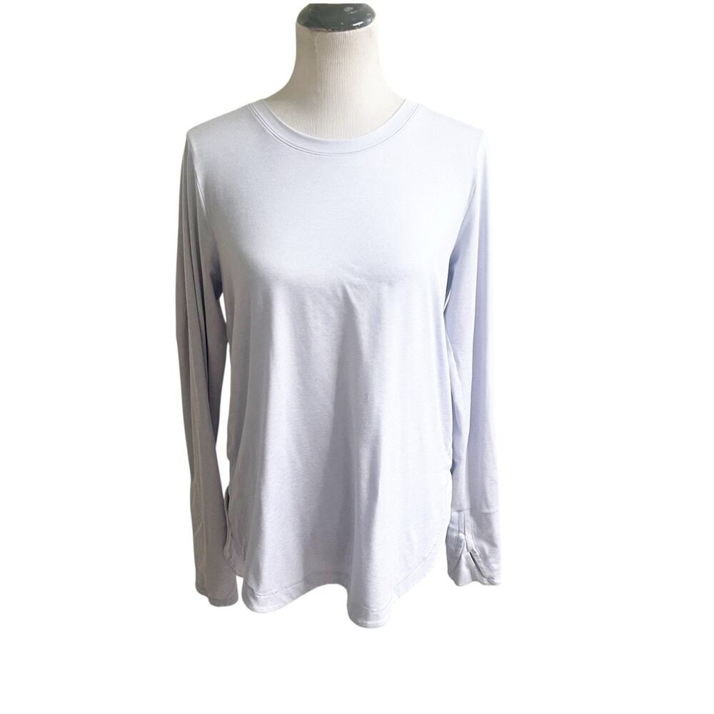 Athleta Athletic Long Sleeve Tunic Size Medium Blue Thumbholes Yoga Gym Running
